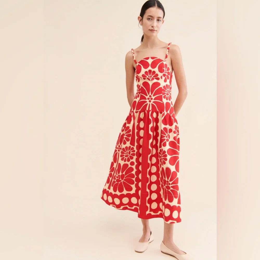 Farm Rio Palermo Linen Midi Dress - Picture 1 of 6